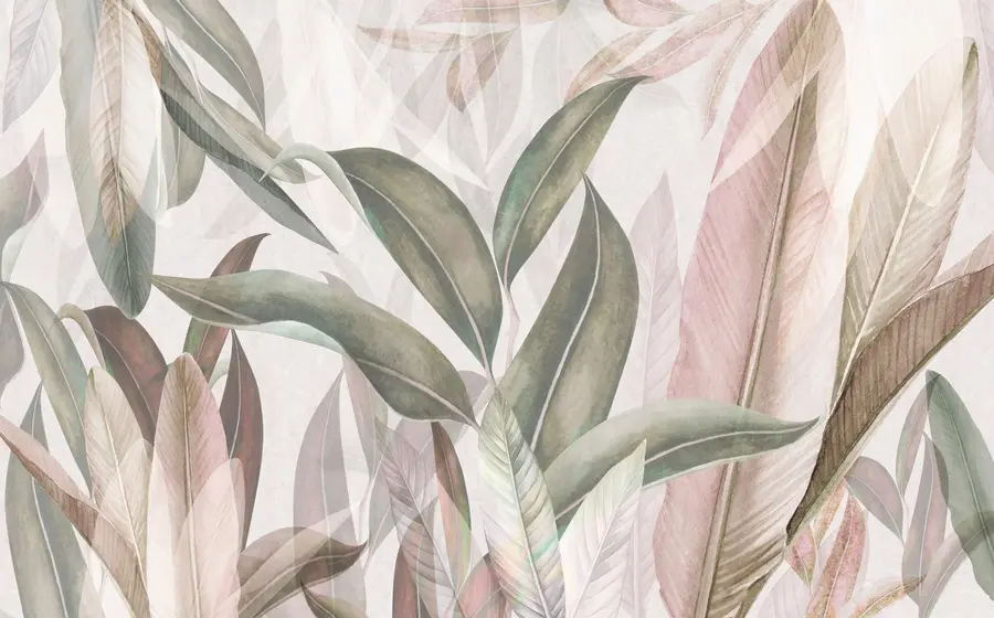 fototapet Frunze de palmier verzi și roz u94302