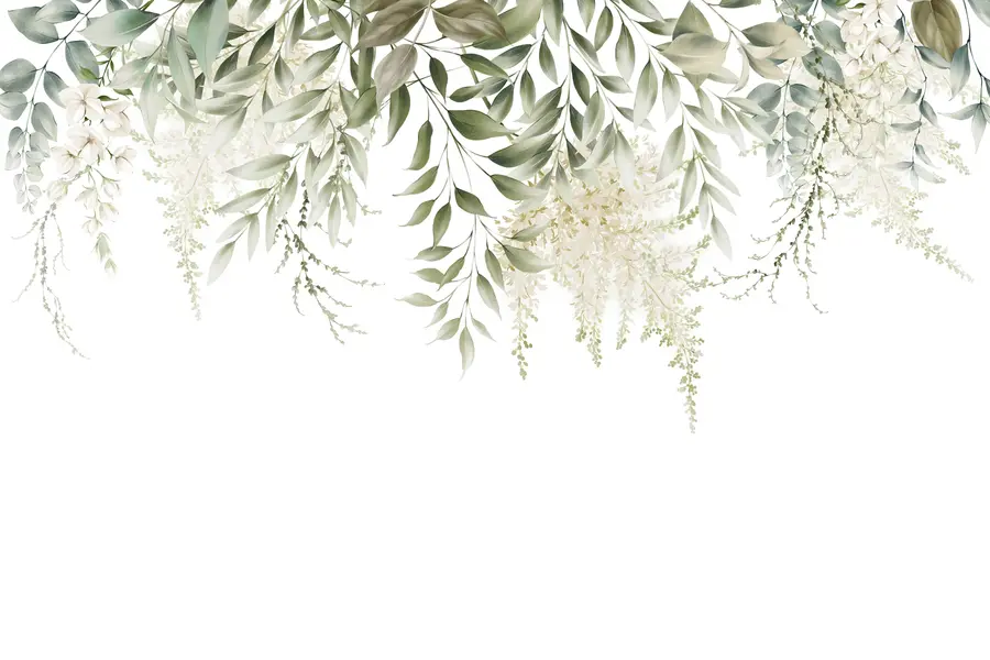 fototapet Cadru floral cu verdeață acuarelă u94197