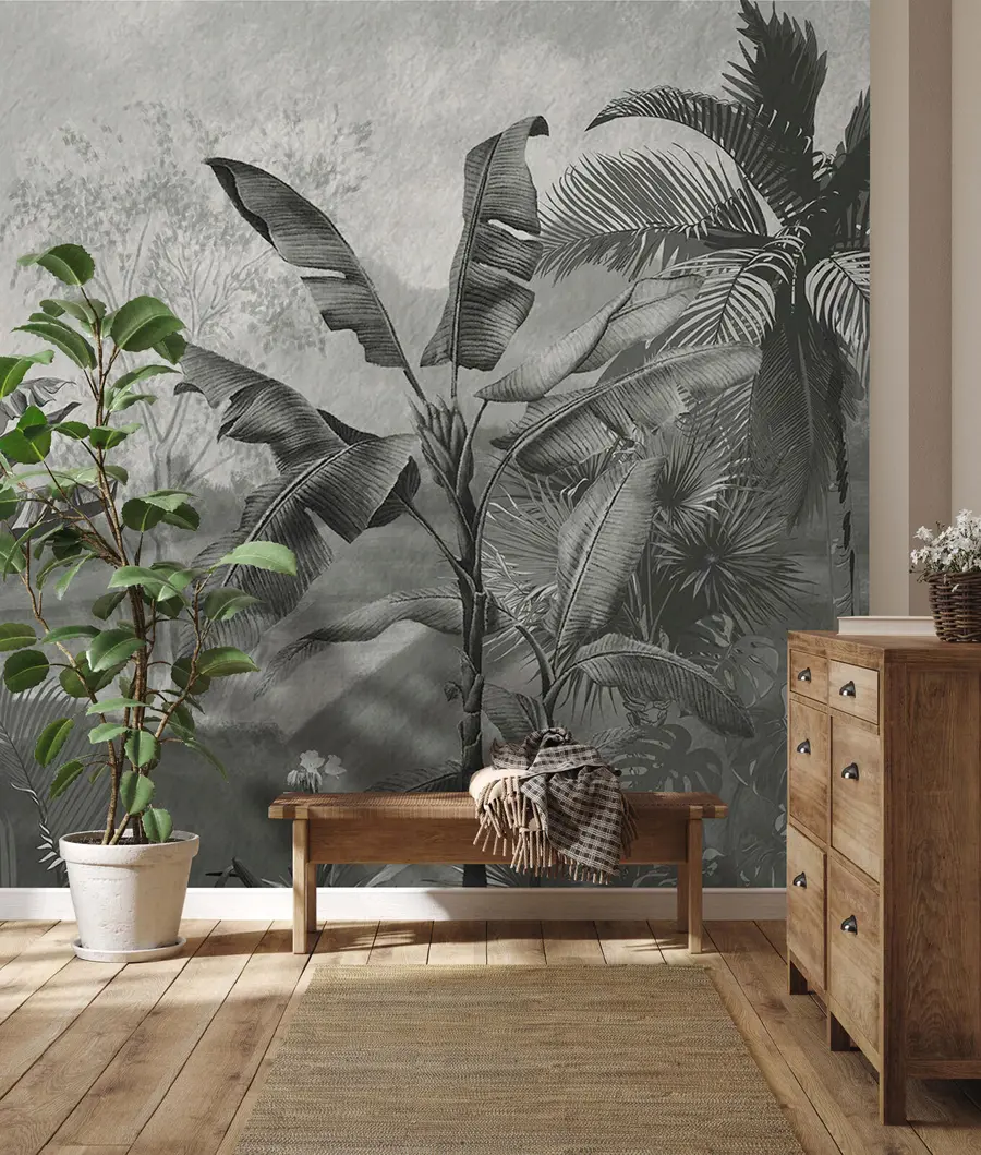 fototapet Design tapet tropical, copaci banane, peisaje u94329