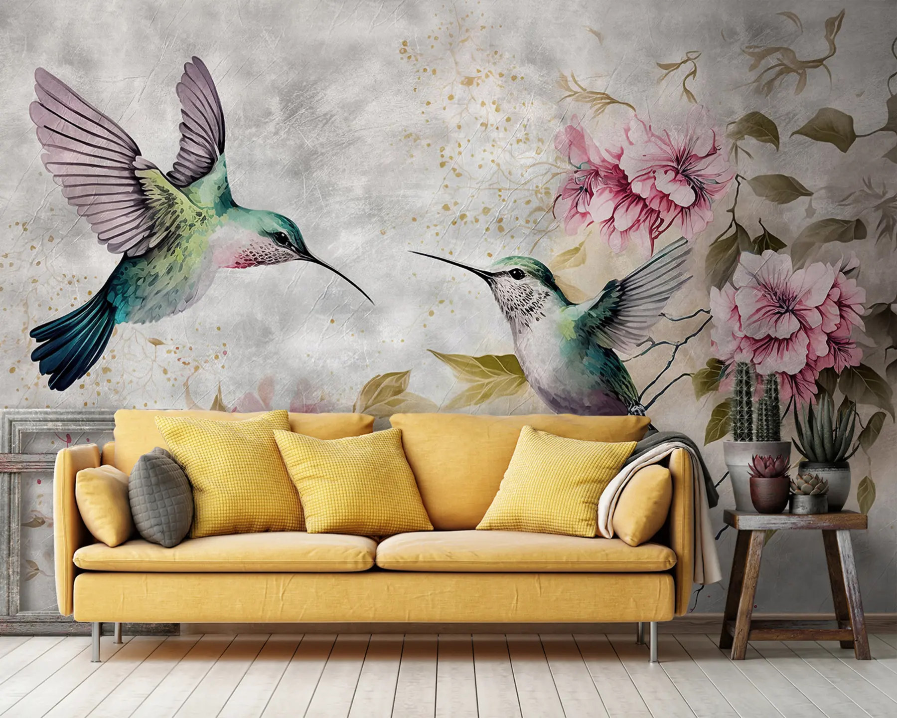 fototapet Colibri de acuarelă pe o ramură u93994