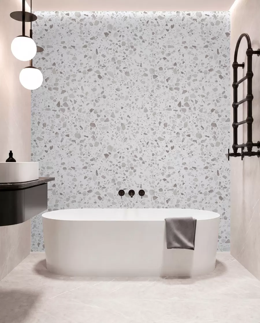 fototapet Plăci terrazzo, mozaic cu pietre naturale, granit, marmură, cuarț, beton u94304
