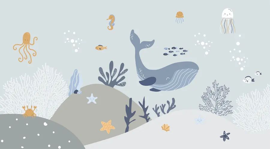 fototapet Viața marină, balenă drăguță u94308