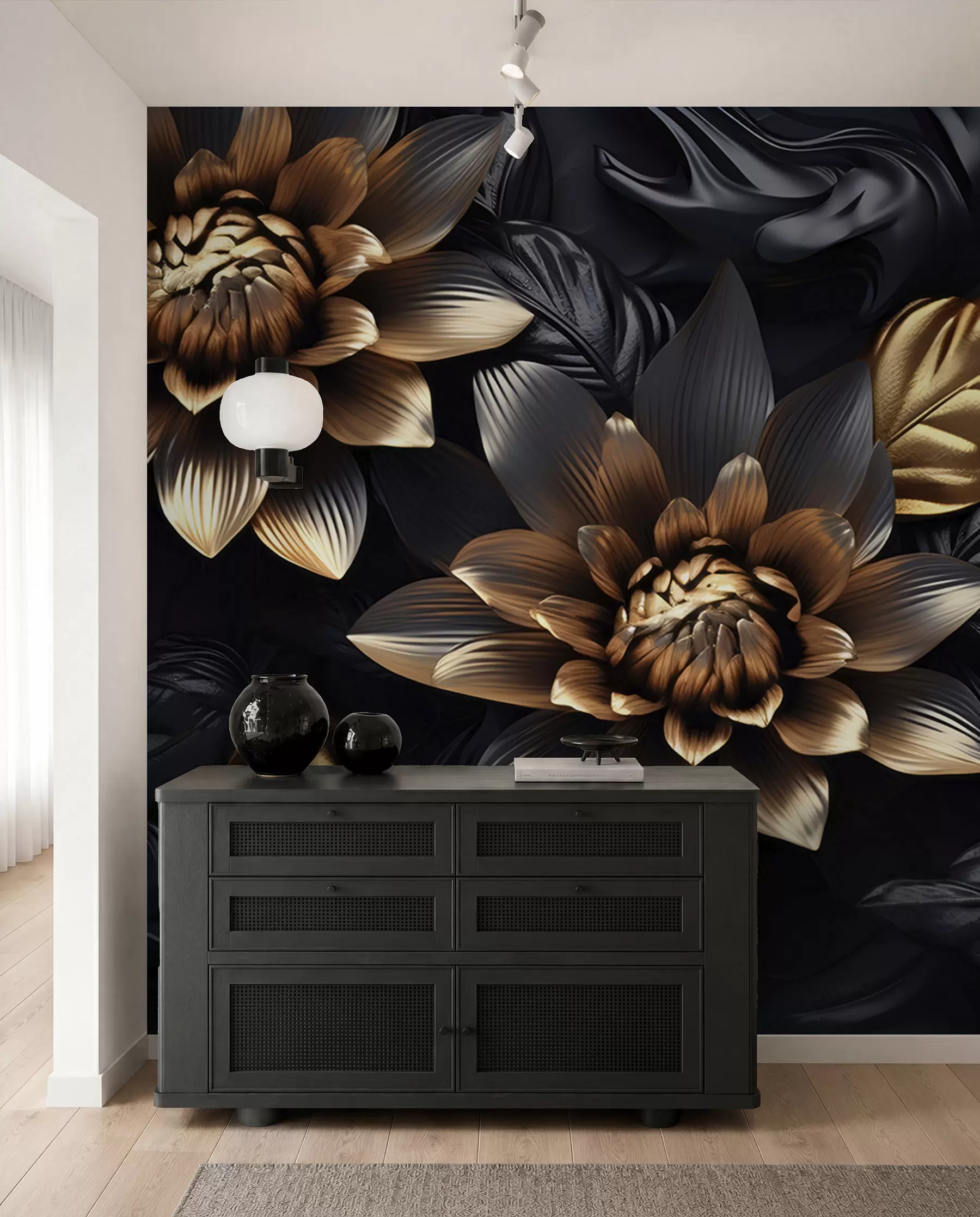 fototapet Flori negre voluminoase u95244