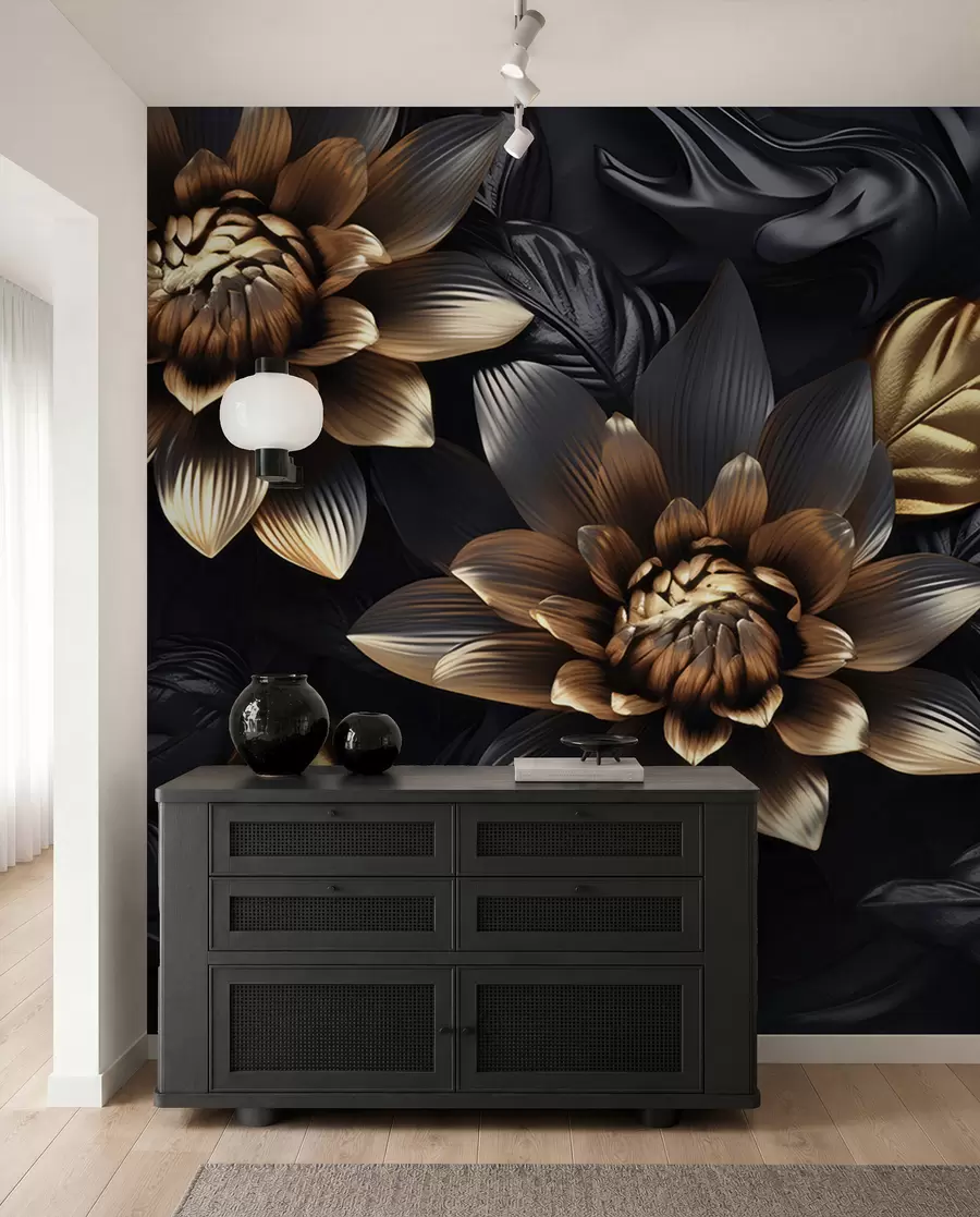 fototapet Flori negre voluminoase u95244