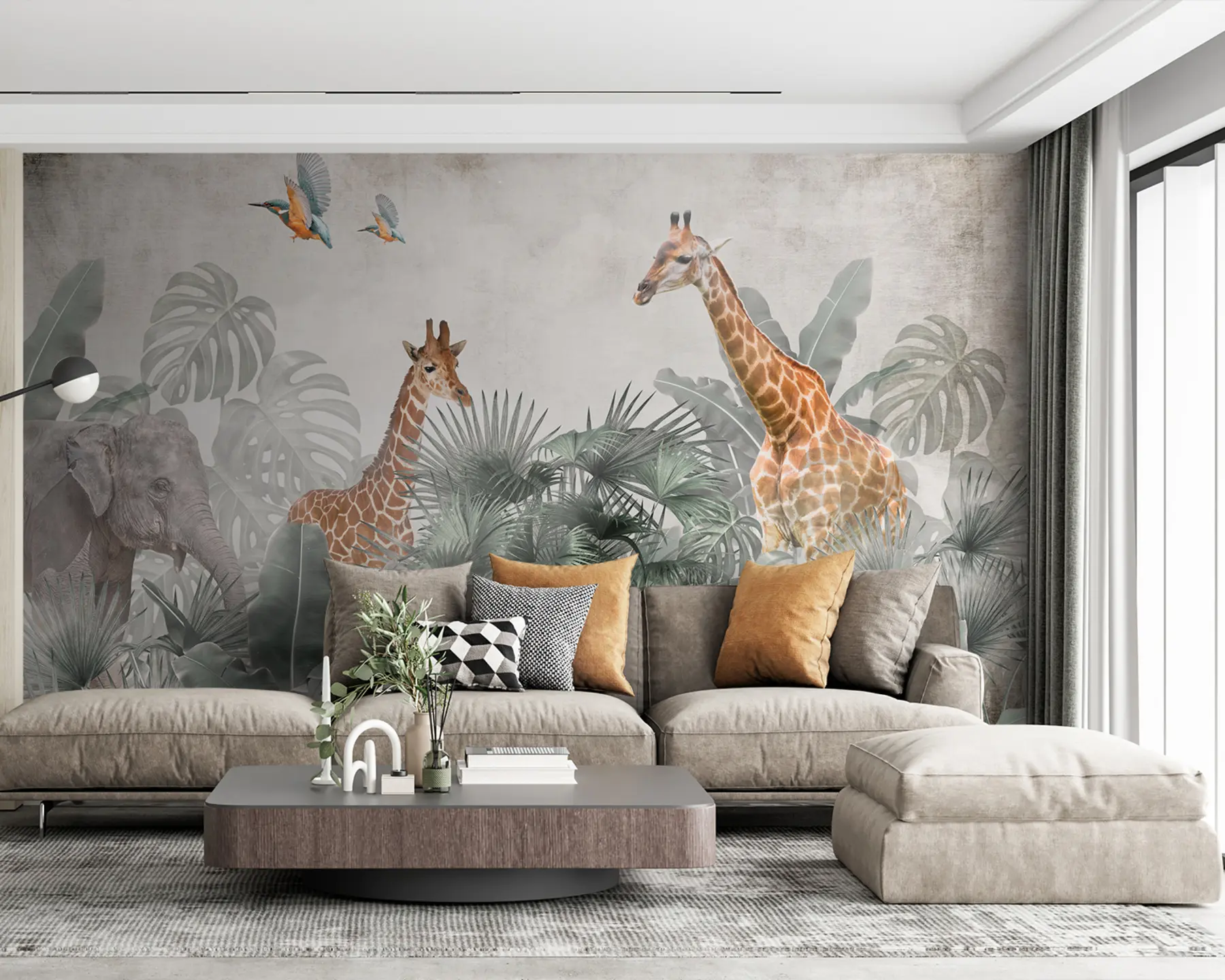 fototapet Copaci tropicali și animale de safari u95271