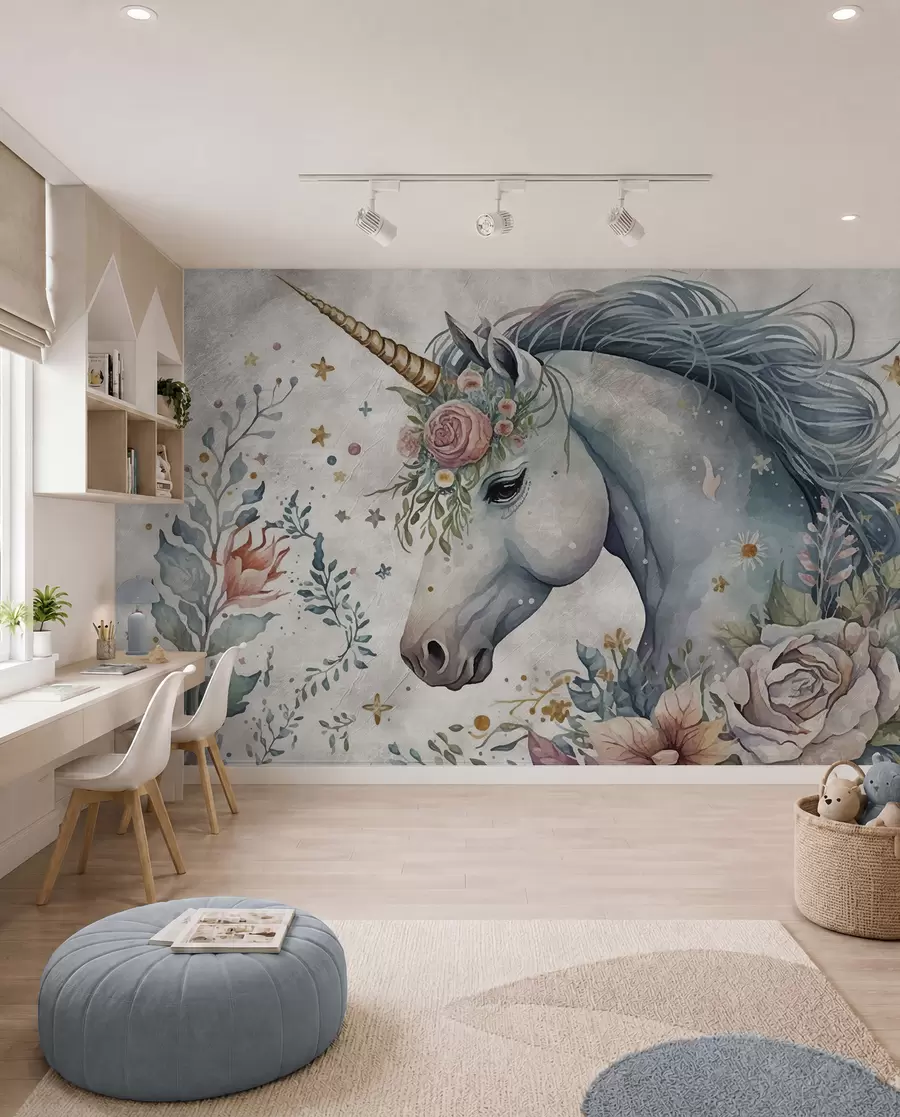 fototapet Unicorn în flori u95404