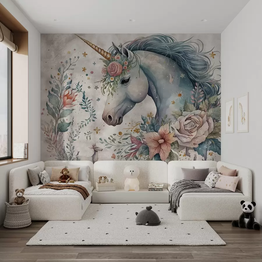 fototapet Unicorn în flori u95404
