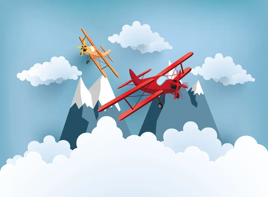 fototapet Avioane, nori și munți u94843