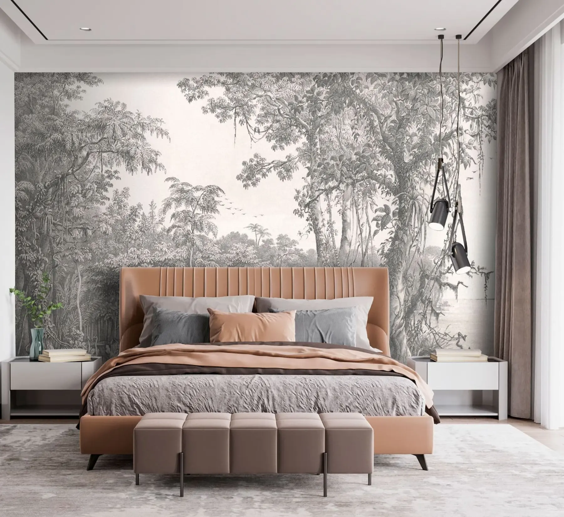 fototapet Peisaj forestier cu stil de epocă u95795