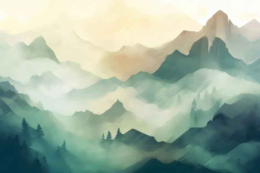 fototapet Munți în pădurea cețoasă u95994