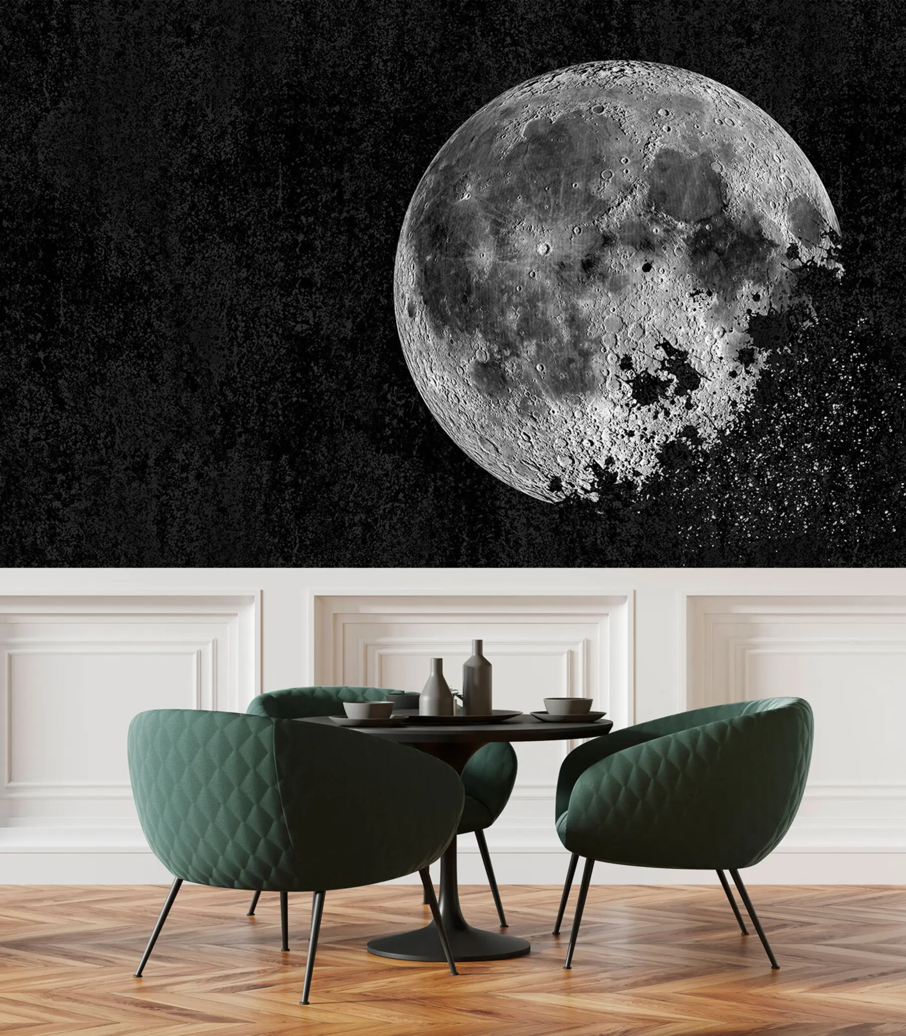 fototapet Design tapet cu luna dizolvat pe fundal negru grunge u95521