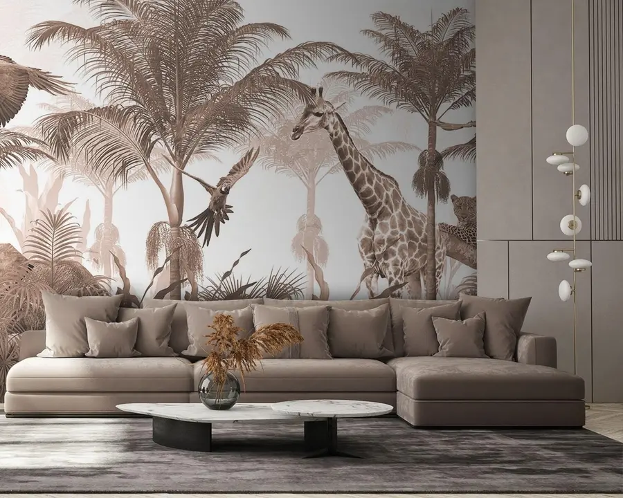 fototapet Design tapet copac tropical cu animale u95906