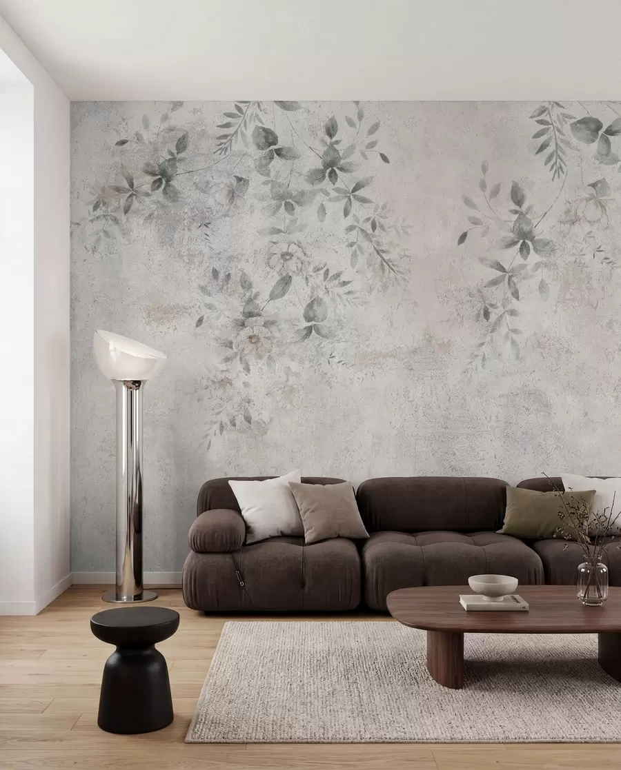 fototapet Flori cu ramuri pe beton grunge fundal minimalism u96140