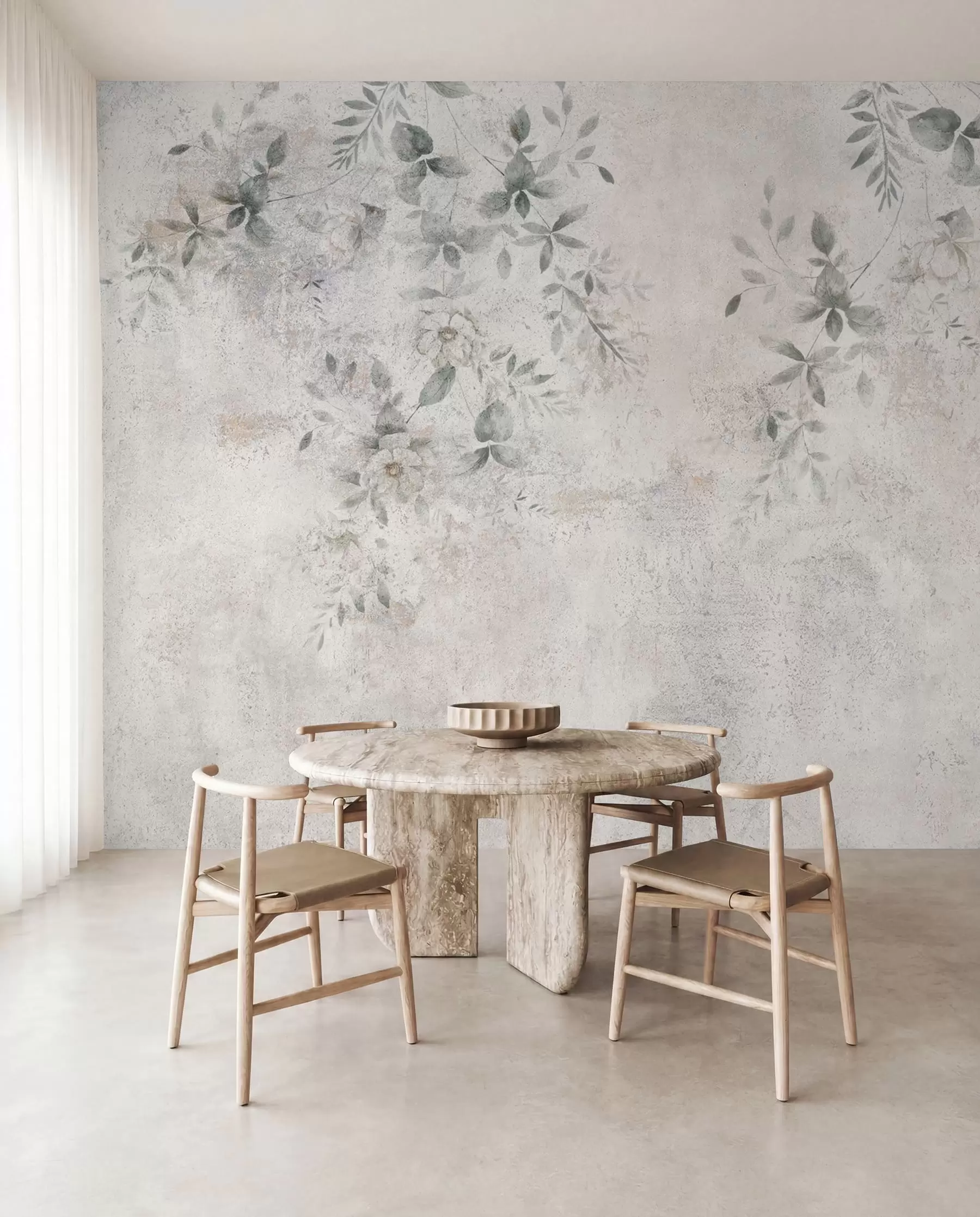 fototapet Flori cu ramuri pe beton grunge fundal minimalism u96140