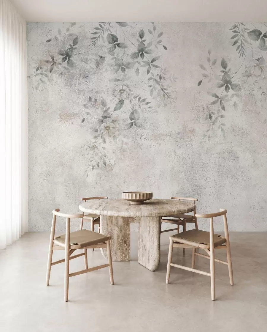 fototapet Flori cu ramuri pe beton grunge fundal minimalism u96140