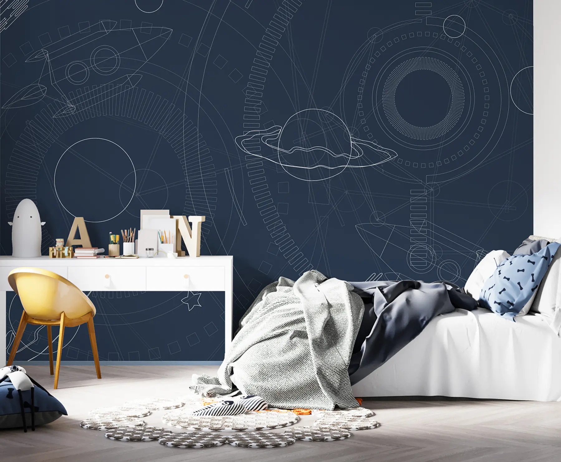 fototapet Ilustrație spațială, planete, navă spațială u95918