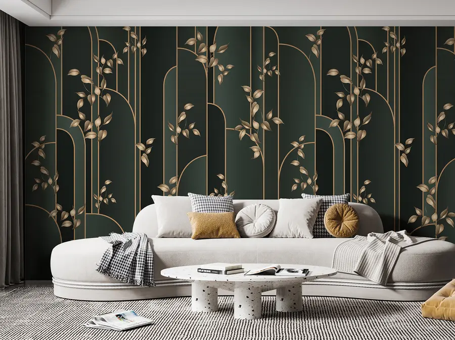 fototapet Abstract art deco cu frunze u95842