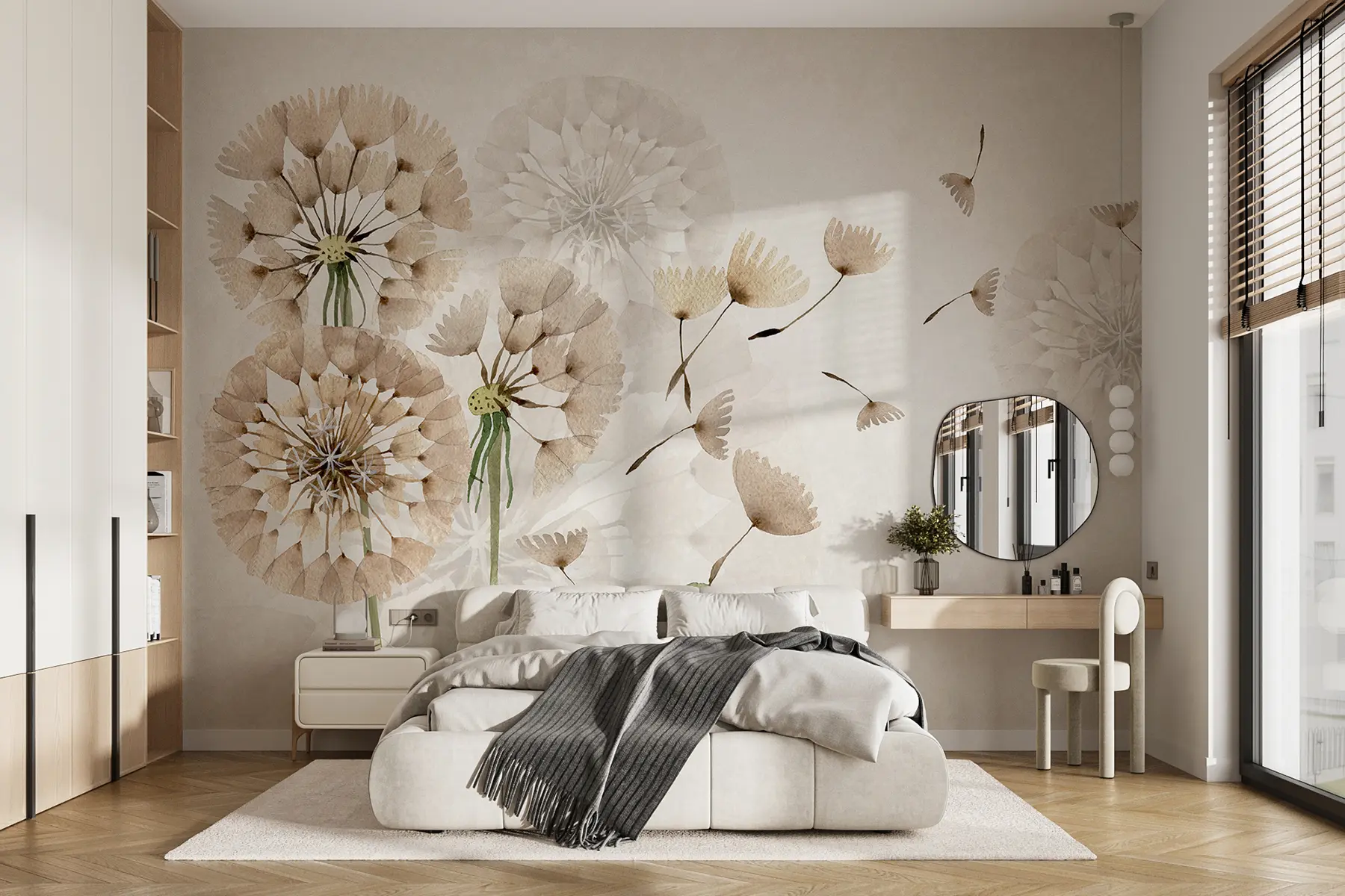 fototapet Păpădii bej u09252