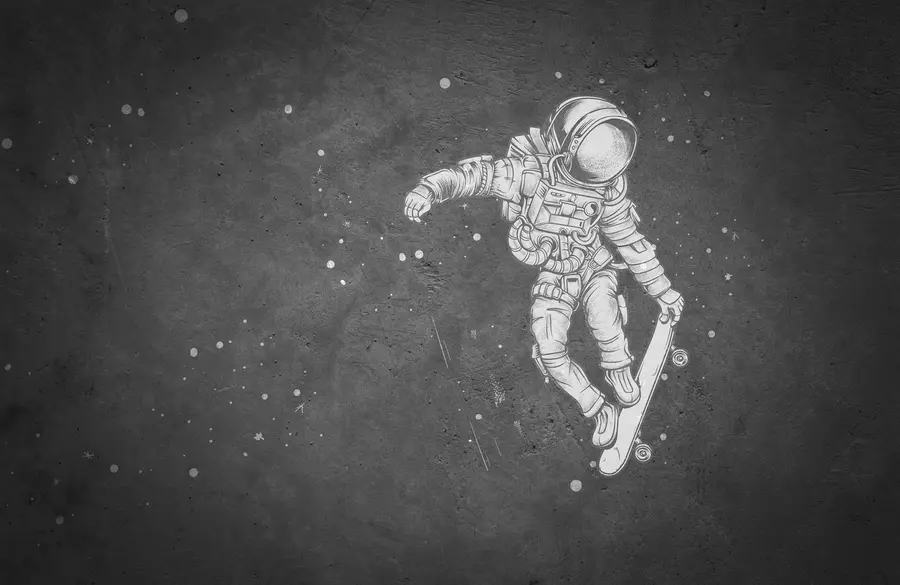 fototapet Astronaut pe un skateboard în spațiul cosmic u96123