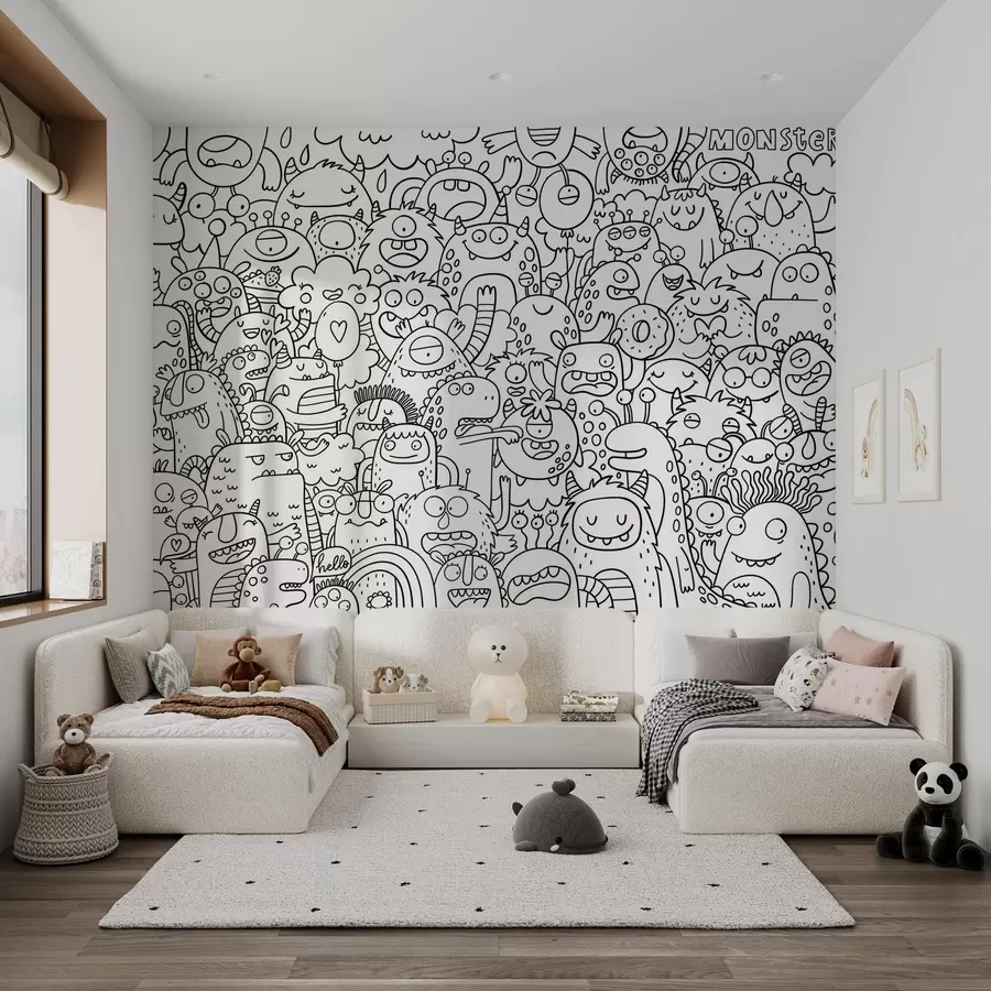 fototapet Wallpaper colorat Monștri amuzanți pentru copii u96393