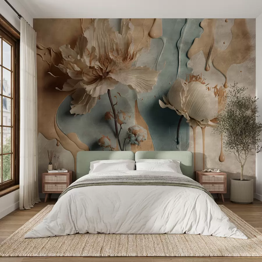 fototapet Flori și dungi de vopsea u95662