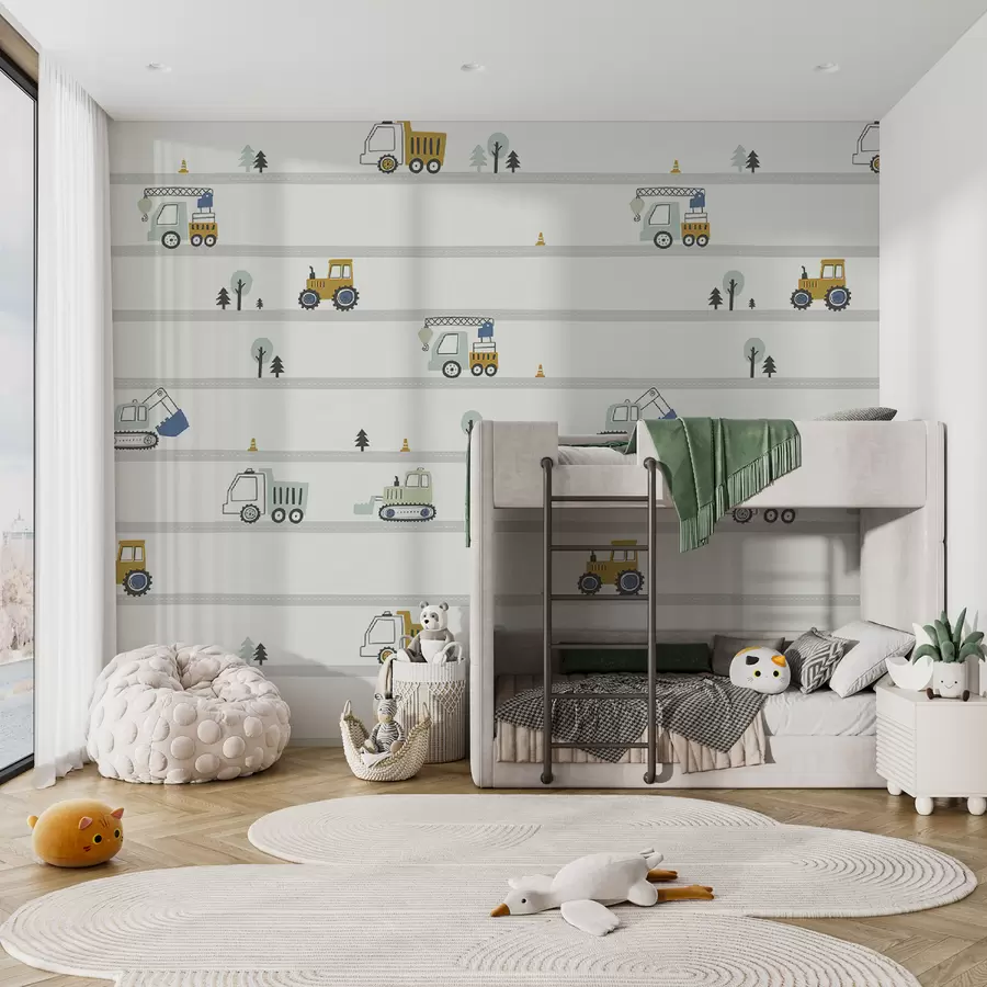 fototapet Camion, tractor, macara de marfă, buldozer, excavator u96465