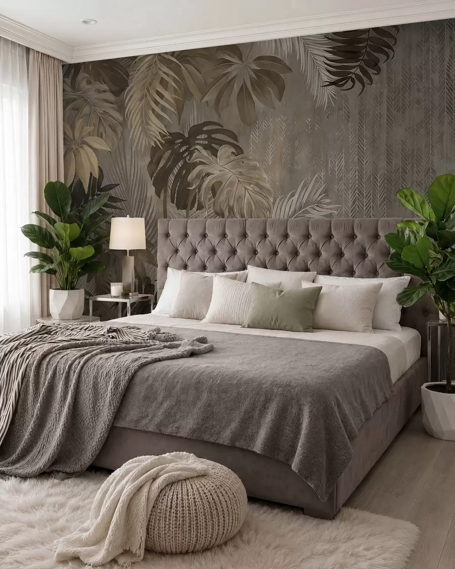 fototapet Frunze tropicale în stil grunge u97012