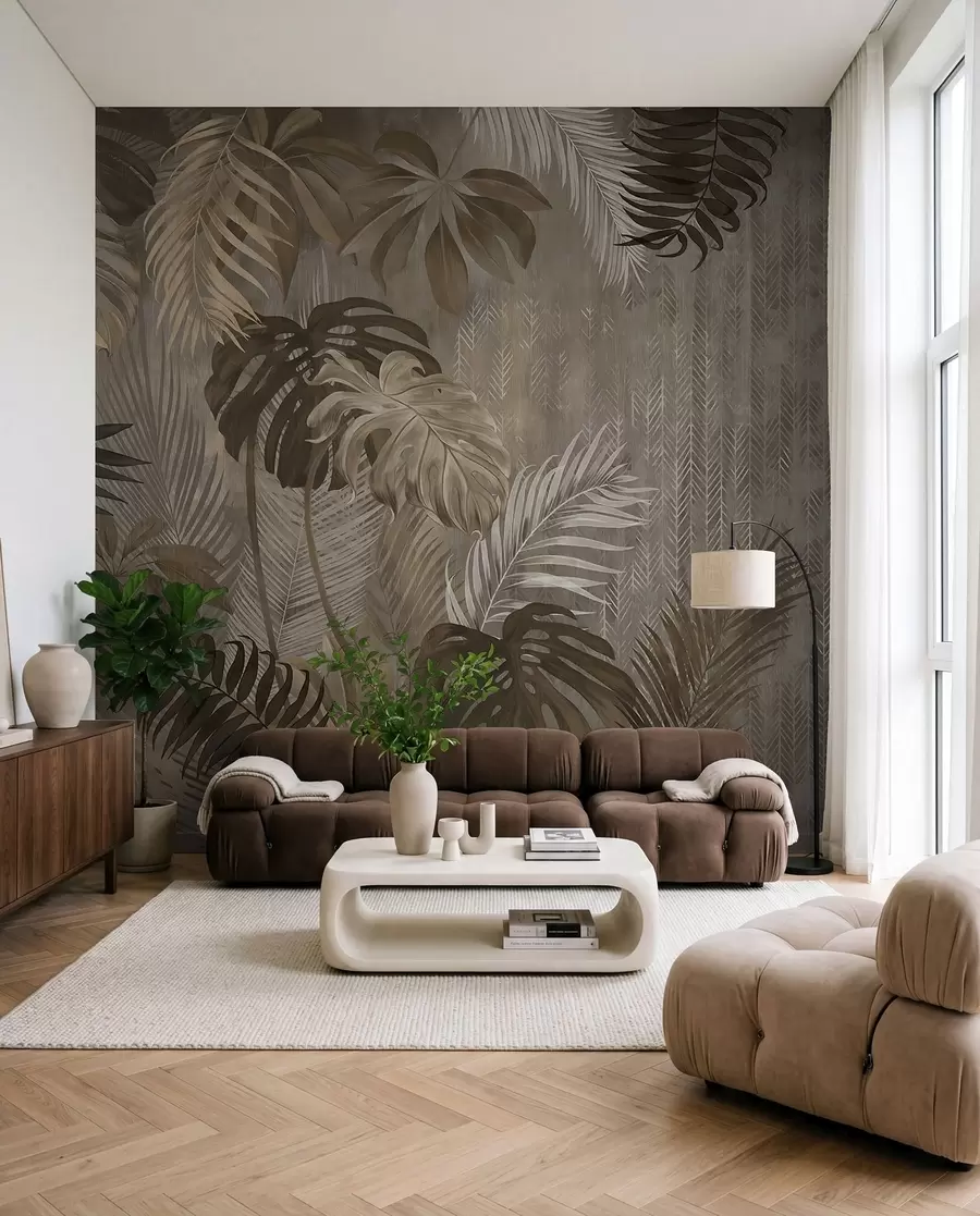 fototapet Frunze tropicale în stil grunge u97012