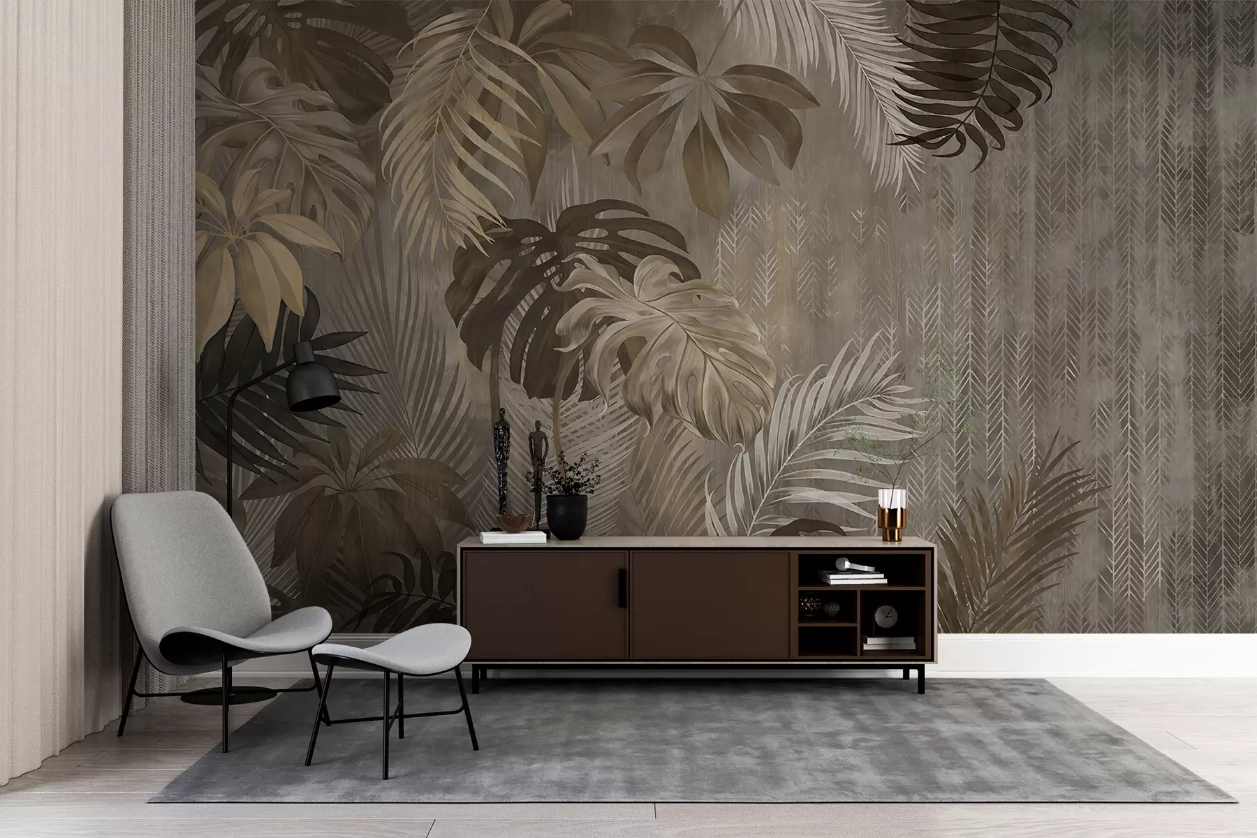 fototapet Frunze tropicale în stil grunge u97012