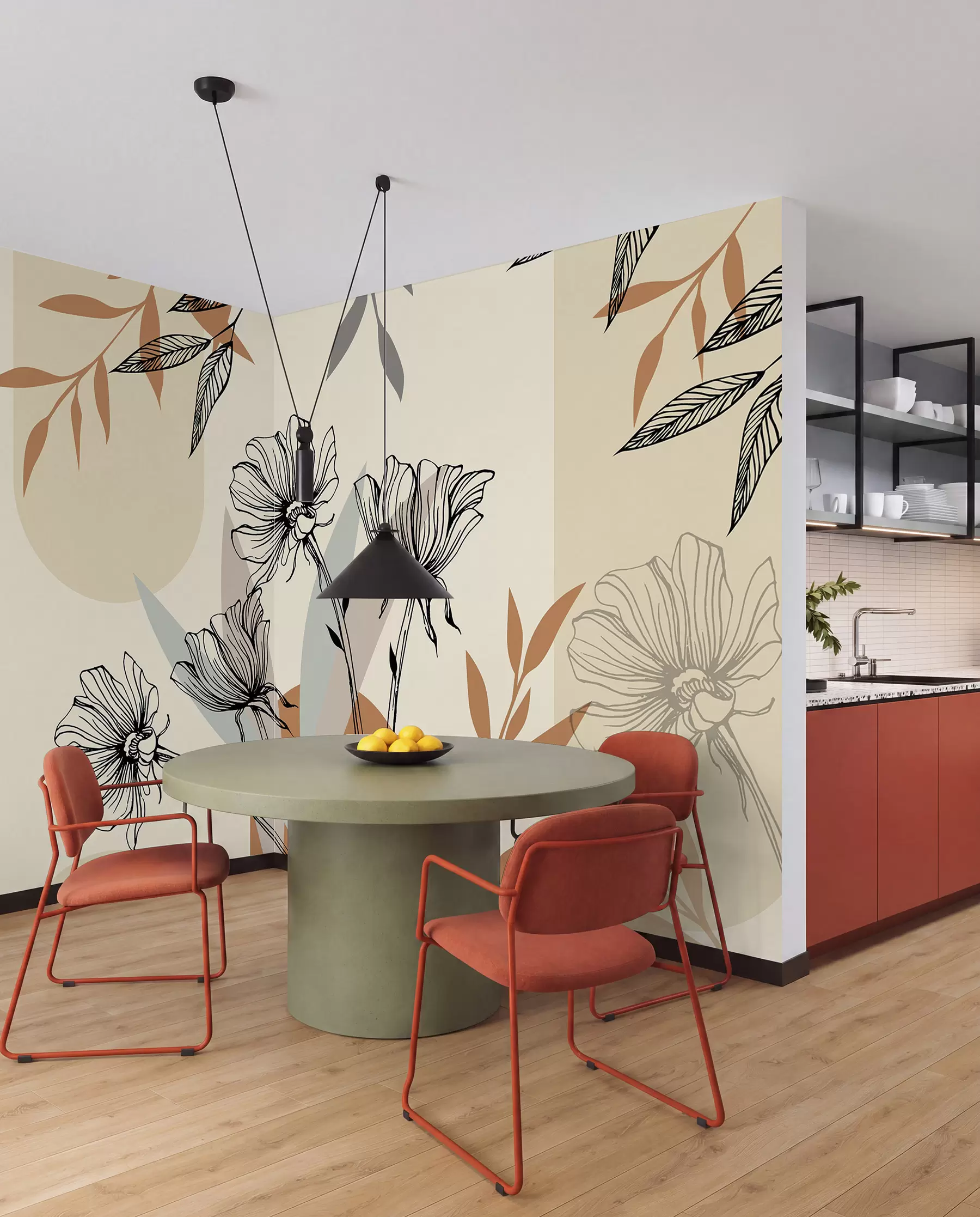 fototapet Trellises populare în stil boho cu flori u97028