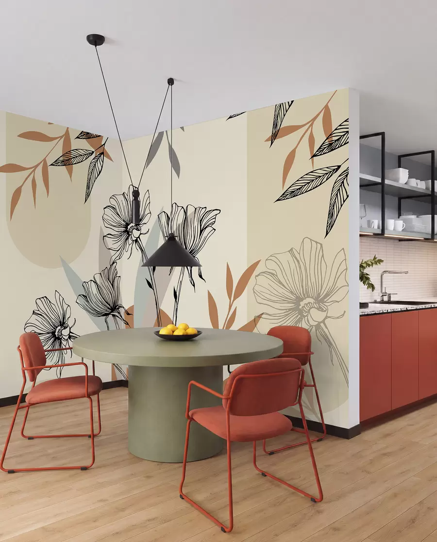 fototapet Trellises populare în stil boho cu flori u97028
