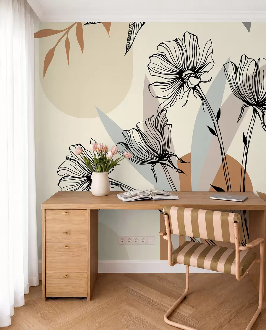 fototapet Trellises populare în stil boho cu flori u97028