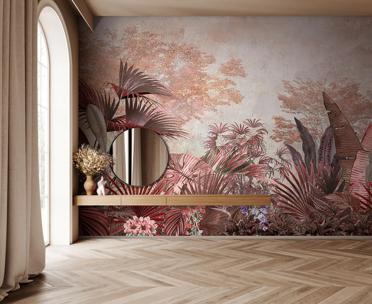 fototapet Ilustrație din tapet tropical de epocă cu frunze exotice de palmier u97104