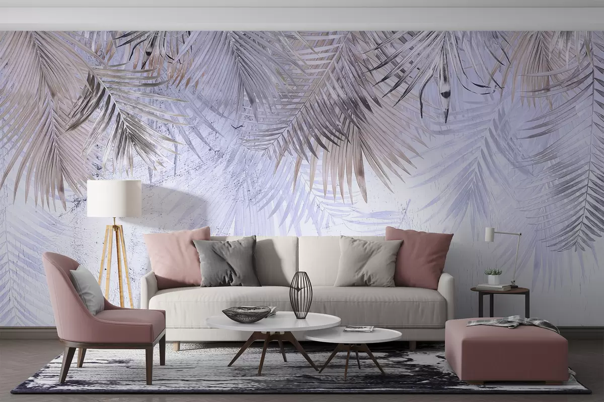 fototapet Purple frunze tropicale în stil grunge u93843v1