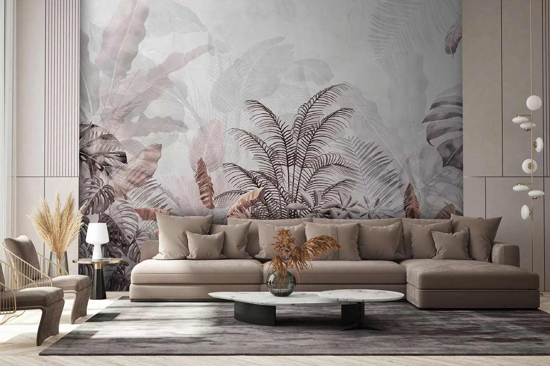 fototapet Palmieri în culori gri în culori gri-maro u71284v2