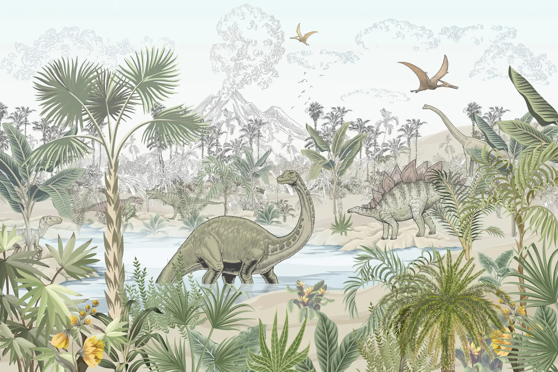 fototapet Dinozauri în pădurea tropicală u98674