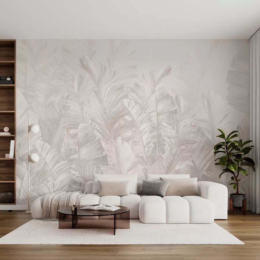 fototapet Frunze tropicale bej la modă u98951