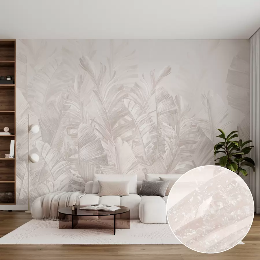 fototapet Frunze tropicale bej la modă u98951