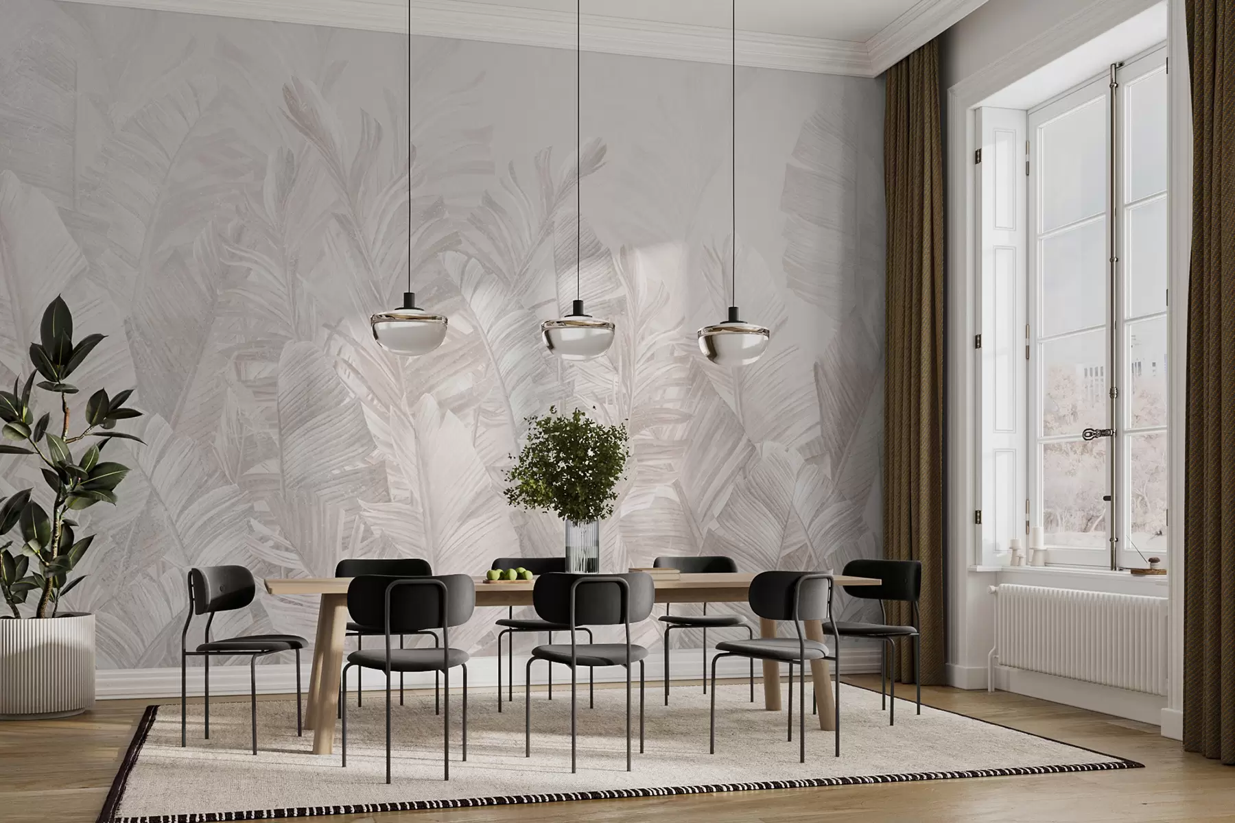 fototapet Frunze tropicale bej la modă u98951