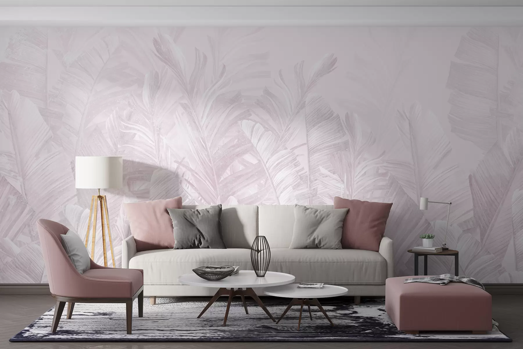 fototapet Frunze tropicale trendy roz u98951v1