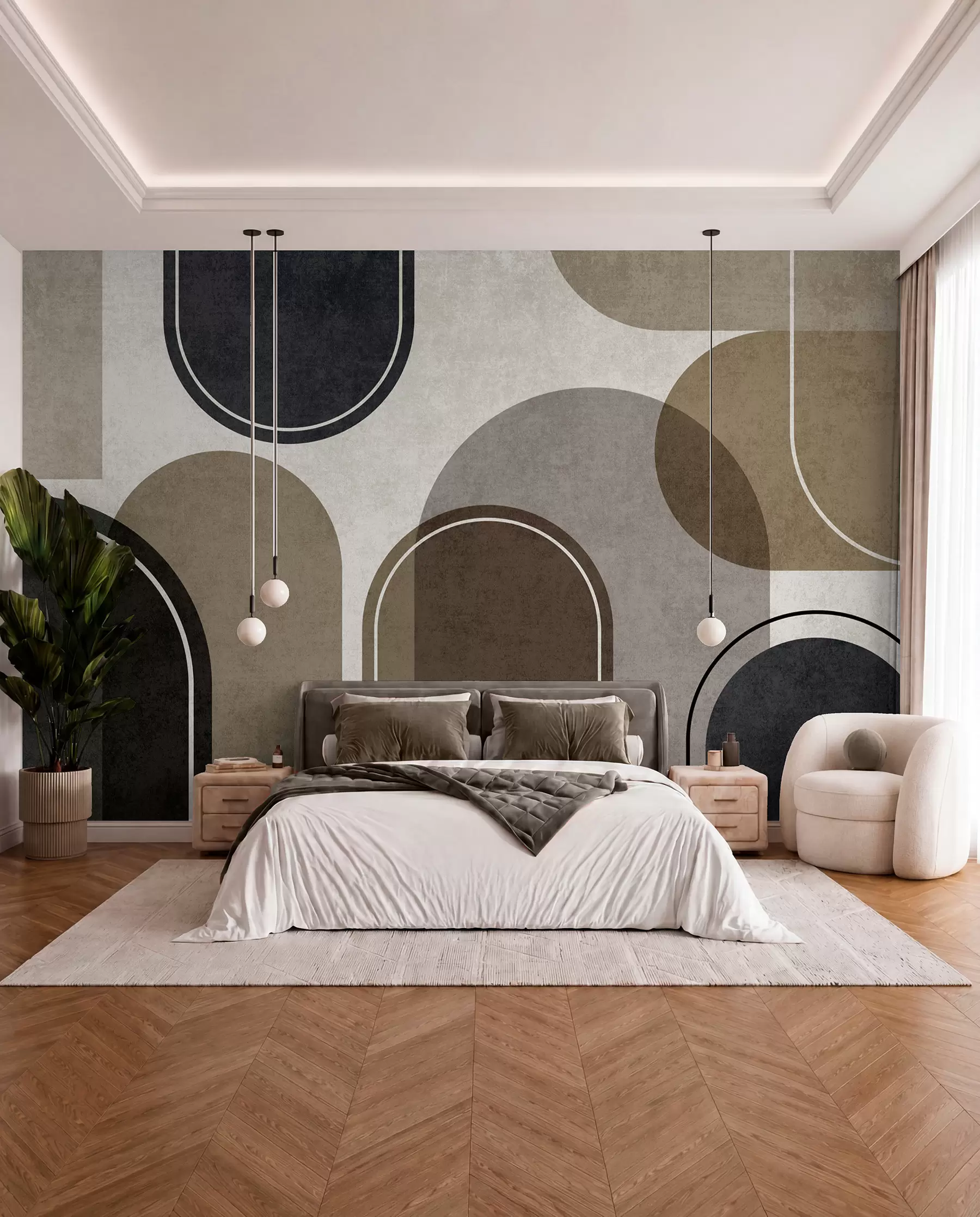 fototapet Arcuri geometrice în culoarea bej u99095