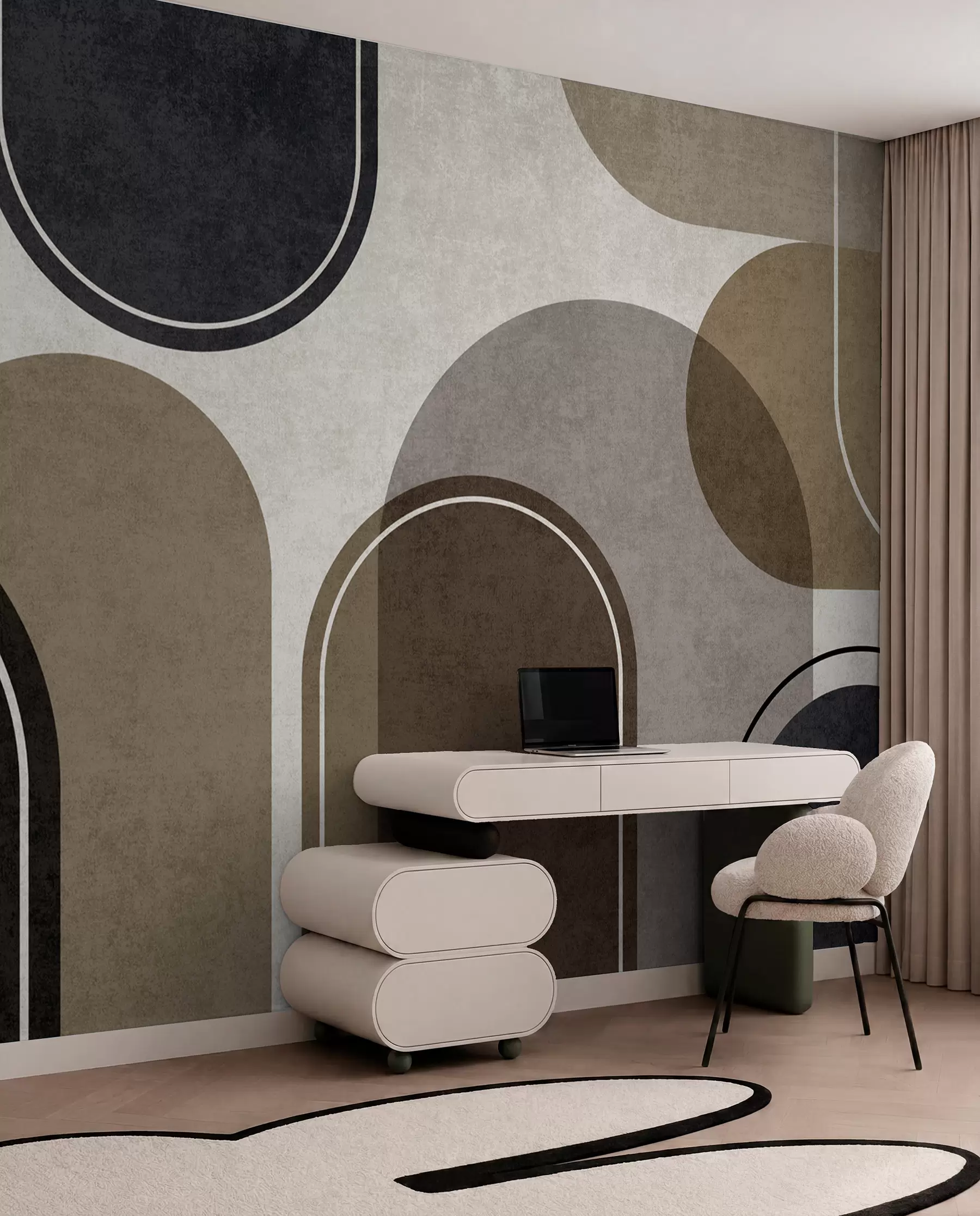fototapet Arcuri geometrice în culoarea bej u99095