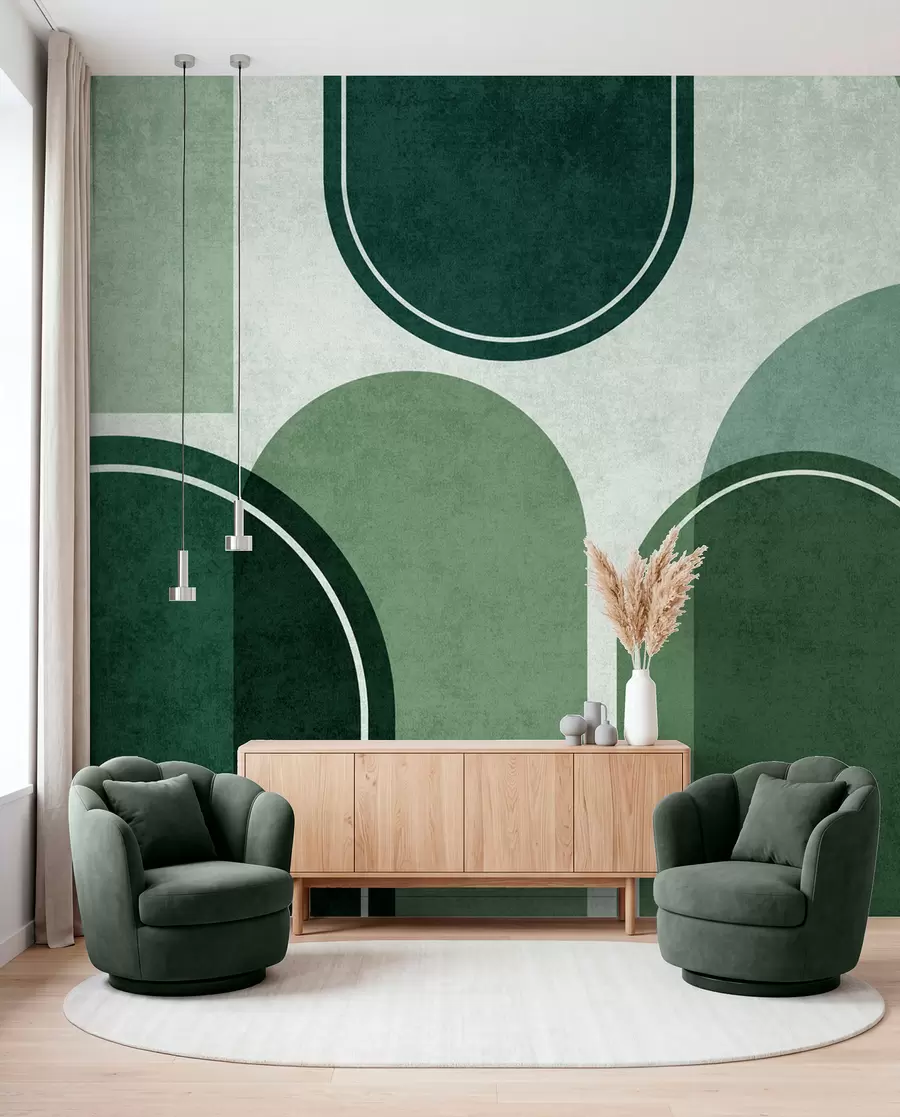 fototapet Arcuri geometrice în culoarea verde u99095v5