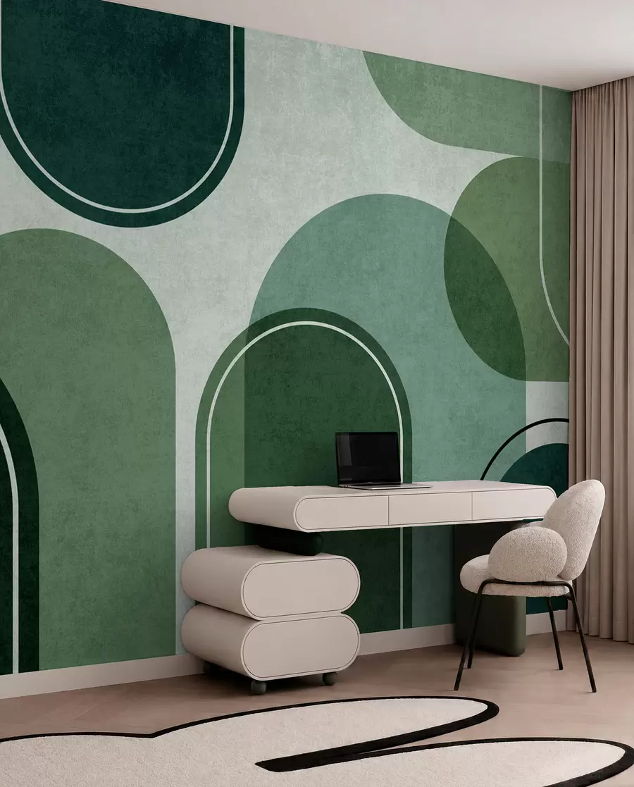 fototapet Arcuri geometrice în culoarea verde u99095v5