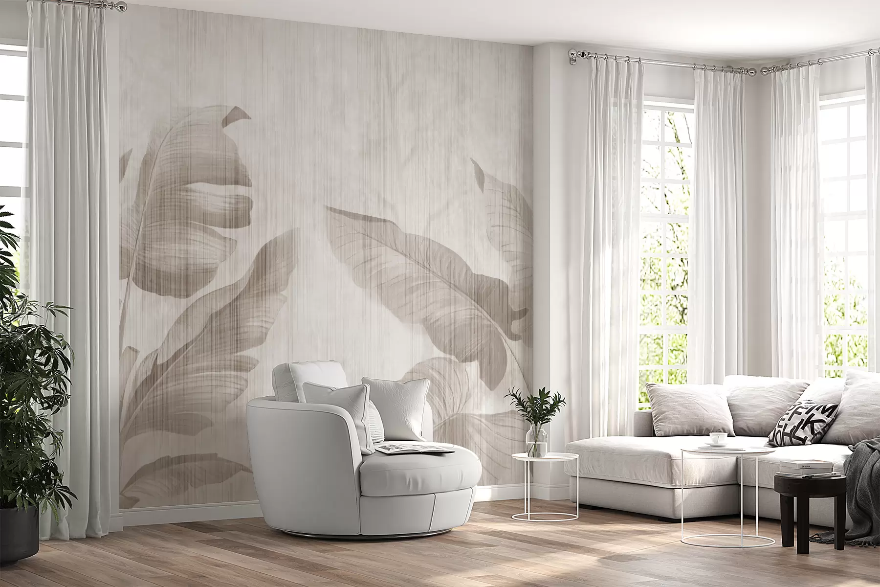 fototapet Frunze tropicale în stil grunge u00299d1