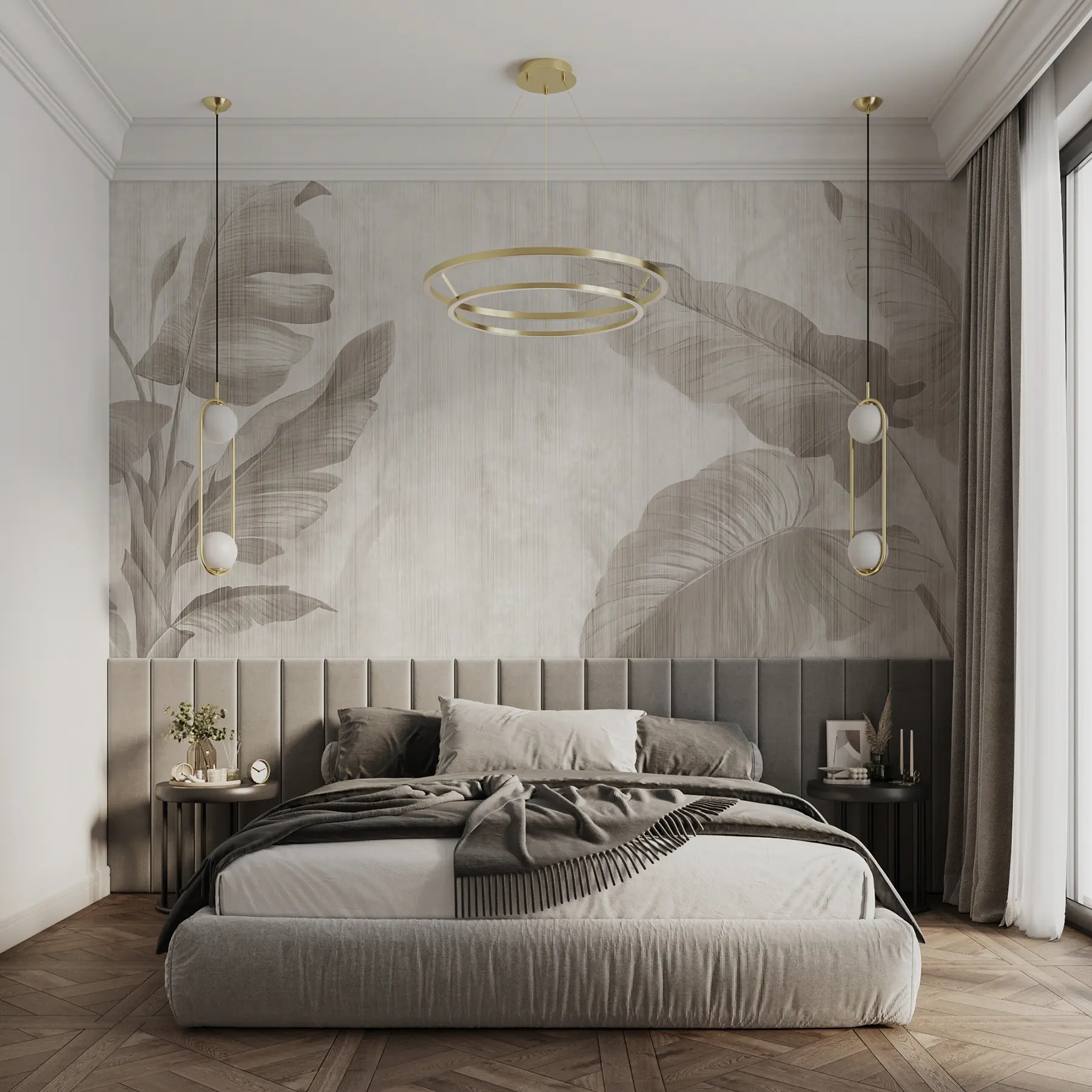 fototapet Frunze tropicale în stil grunge u00299d2