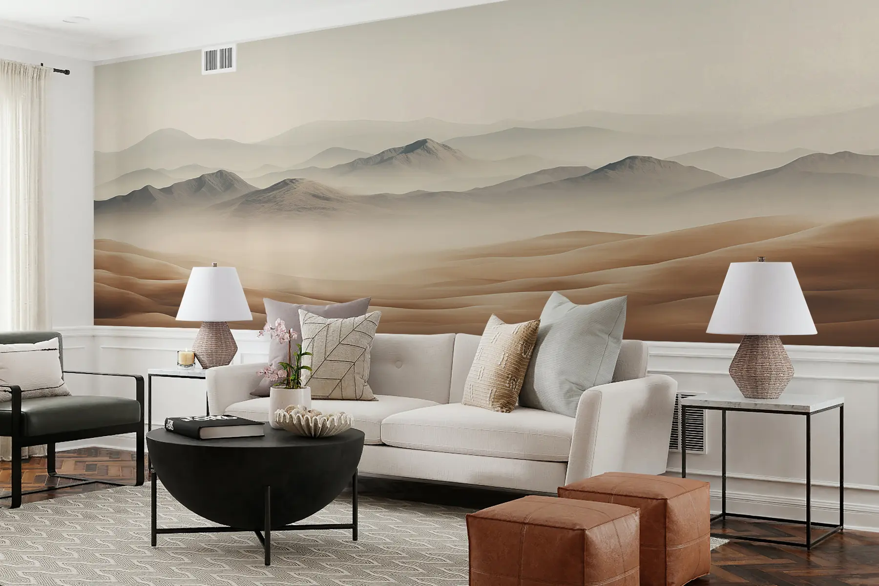 fototapet Munți peisaj, deșert, culori bej, realism u99456